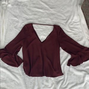 Maroon blouse with flared sleeves